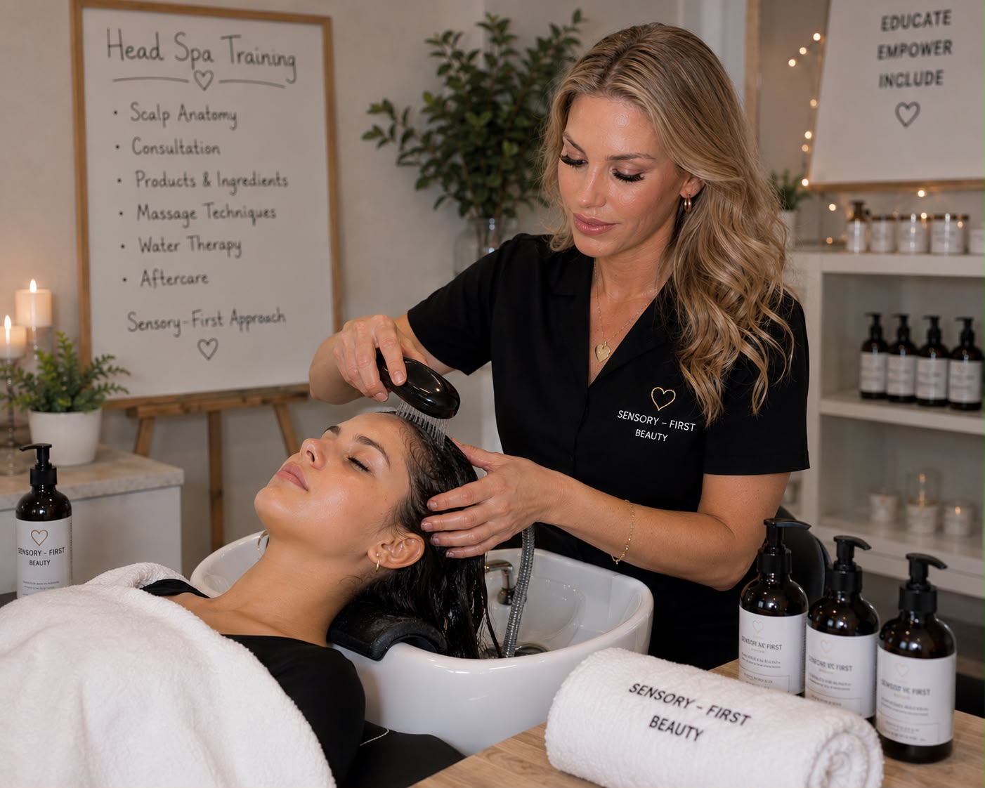 Head spa training in an accredited sensory-first salon environment